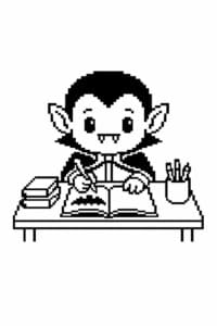 tegning af Vampyr i skole – pixel art