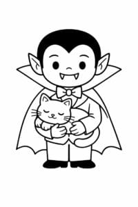 tegning af Vampyr med kat – soft pastel