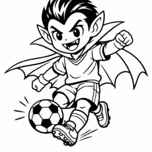 tegning af Vampyr der spiller fodbold - anime