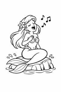tegning af Havfrue der synger – disney style