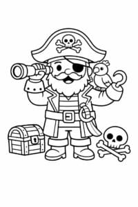 tegning af Pirat kaptajn – flat illustration