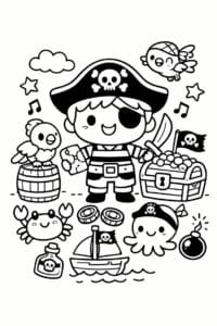 tegning af Pirat fest – kawaii