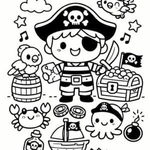 tegning af Pirat fest - kawaii