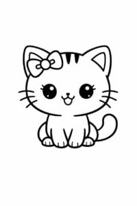 tegning af Cute kat – kawaii