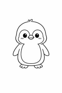 tegning af Cute pingvin – soft pastel