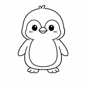 tegning af Cute pingvin - soft pastel