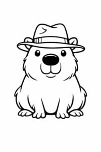 tegning af Capybara med hat – cartoon