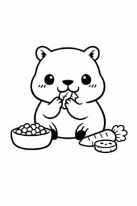 tegning af Capybara der spiser – kawaii