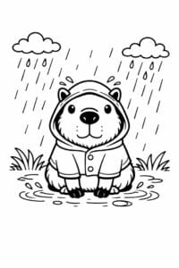 tegning af Capybara i regn – storybook