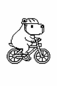 tegning af Capybara på cykel – pixel art