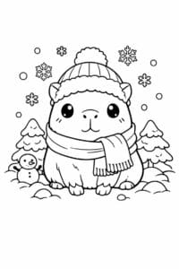 tegning af Capybara vinter – anime