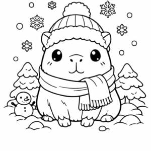 tegning af Capybara vinter - anime
