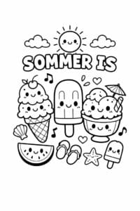 tegning af Sommer is – kawaii