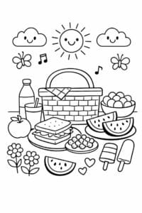 tegning af Sommer picnic – flat illustration