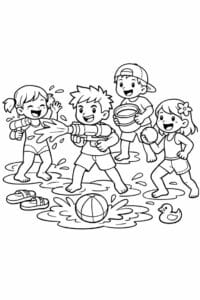 tegning af Sommer vandkamp – cartoon