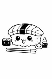 tegning af Sushi cute – flat illustration