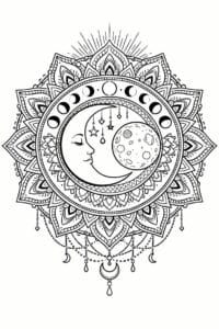 tegning af Måne mandala – mystical