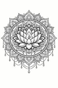 tegning af Lotus mandala – spiritual