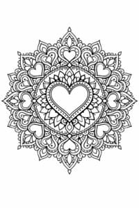 tegning af Hjerte mandala – ornamental