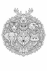 tegning af Dyre mandala – animal pattern