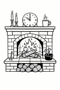 tegning af Cozy fireplace – bold and easy
