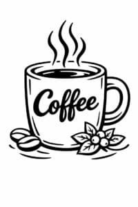 tegning af Cozy coffee mug – bold and easy