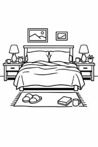 tegning af Cozy bedroom – bold and easy