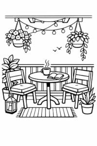 tegning af Cozy balcony – bold and easy