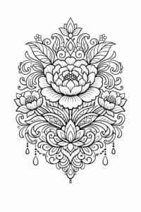 tegning af Blomster ornamental – ornamental