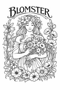 tegning af Blomster art nouveau – art nouveau