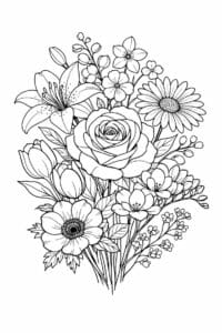 tegning af Blomster realistisk – realistic