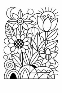 tegning af Blomster abstrakt – abstract