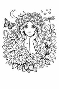 tegning af Blomster collage – collage