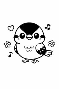 tegning af Sød spurv – Kawaii cartoon