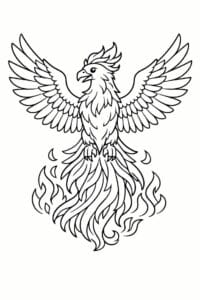 tegning af Fugl føniks – Fantasy mythical