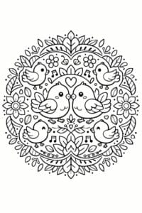 tegning af Fugle mandala – Mandala / pattern