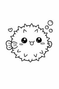 tegning af Kuglefisk sød – Kawaii stil