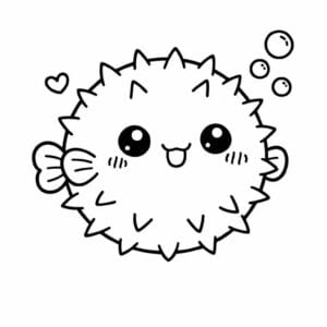 tegning af Kuglefisk sød - Kawaii stil