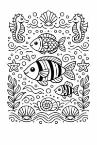 tegning af Søhest mønster – Ornamental streg