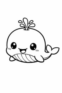 tegning af Tegneserie hval – Chibi stil