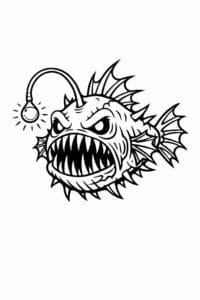 tegning af Dybhavsfisk – Mørk fantasy