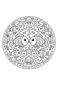 tegning af Fiske mandala – Mandala mønster
