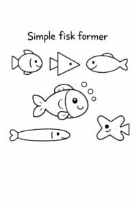 tegning af Simple fisk former – Meget nem (små børn)