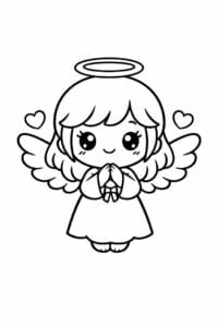 tegning af Sød engel – Kawaii stil