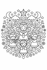 tegning af Engle mønster – Mandala stil
