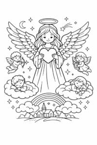 tegning af Skytsengel – Fantasy detaljeret