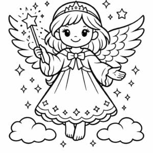 tegning af Magisk engel - Eventyr fantasy