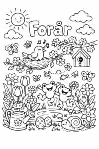 tegning af Have med blomster – Detaljeret