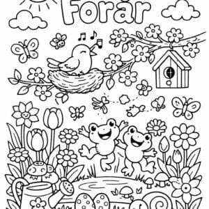 tegning af Have med blomster - Detaljeret