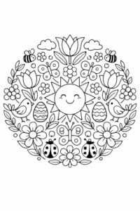 tegning af Blomster mandala – Mandala stil